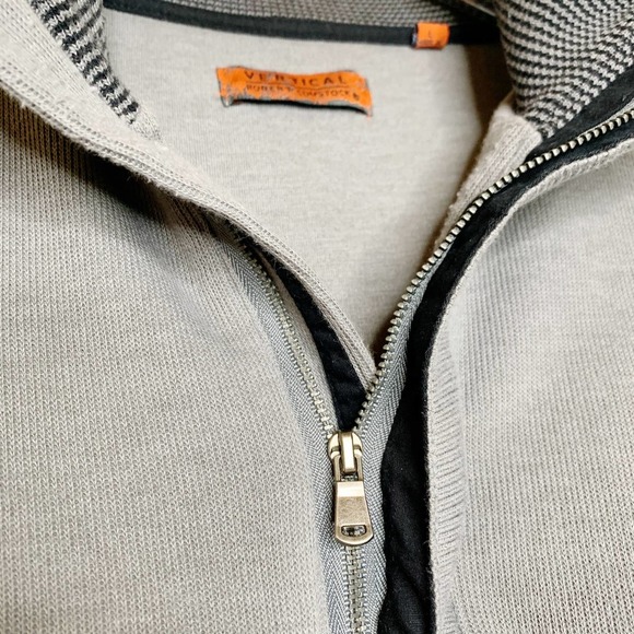 VERTICAL ROBERT COMSTOCK  Mens Gray Collared 1/4 Zip Pullover Sweater Large L - Picture 5 of 8